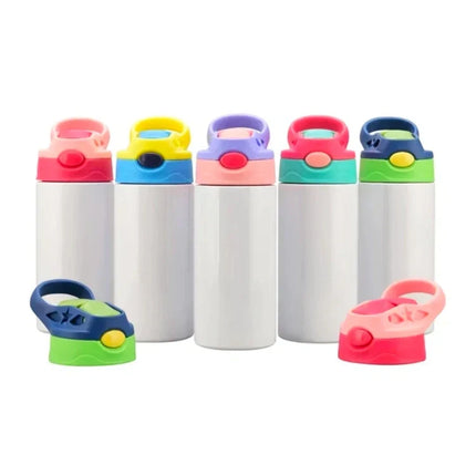 Botella sublimable metálica modelo niños 12oz diferentes colores tapa plástica