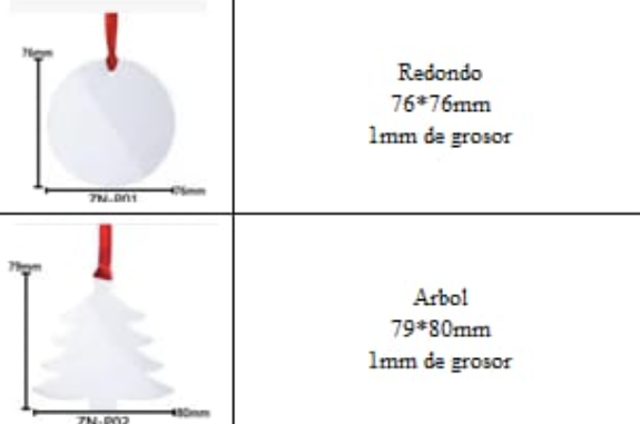 Adornos Navideños sublimables lamina de aluminio
