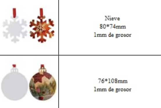 Adornos Navideños sublimables lamina de aluminio
