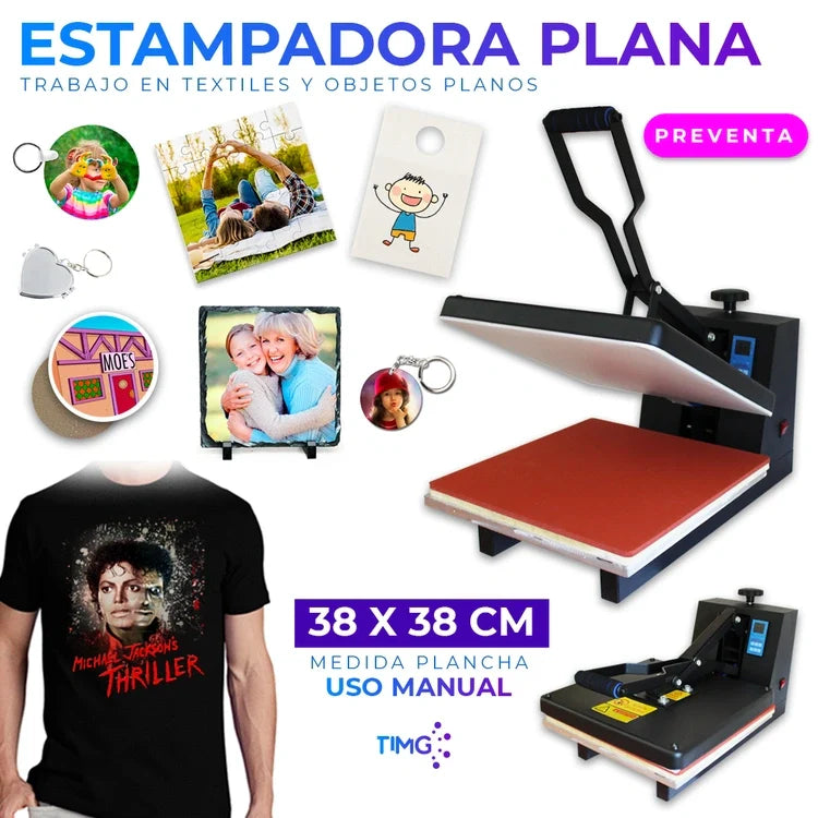 Estampadora plana 38x38 cm estampado textil y objetos planos TIMG Chile
