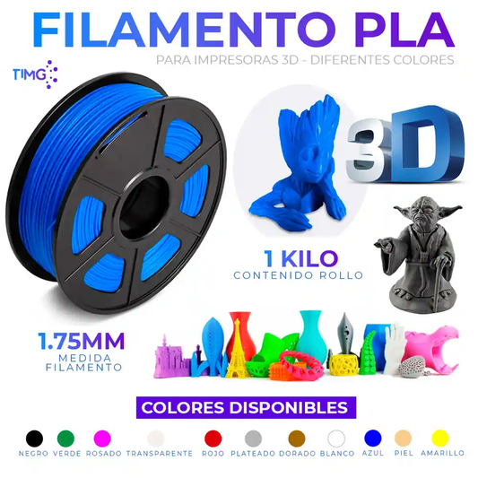 Filamento PLA medida de 1.75mm rollo de 1 kilo para impresoras 3D
