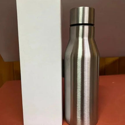 Botella metálica personalisable plateada 600ml incluye caja no sublimable