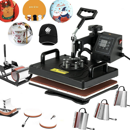 Estampadora multifuncional 8 en 1 con unidades independientes. Ideal para sublimación y estampado en camisetas, tazas, y más. Área de estampado 29x38cm Reserva