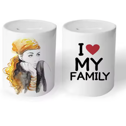 Alcancía sublimable de cerámica, personalizable con tu diseño favorito. Compatible con estampadoras de tazones de 11oz. 23 cm x 9cm. Personalizables, sublimacion