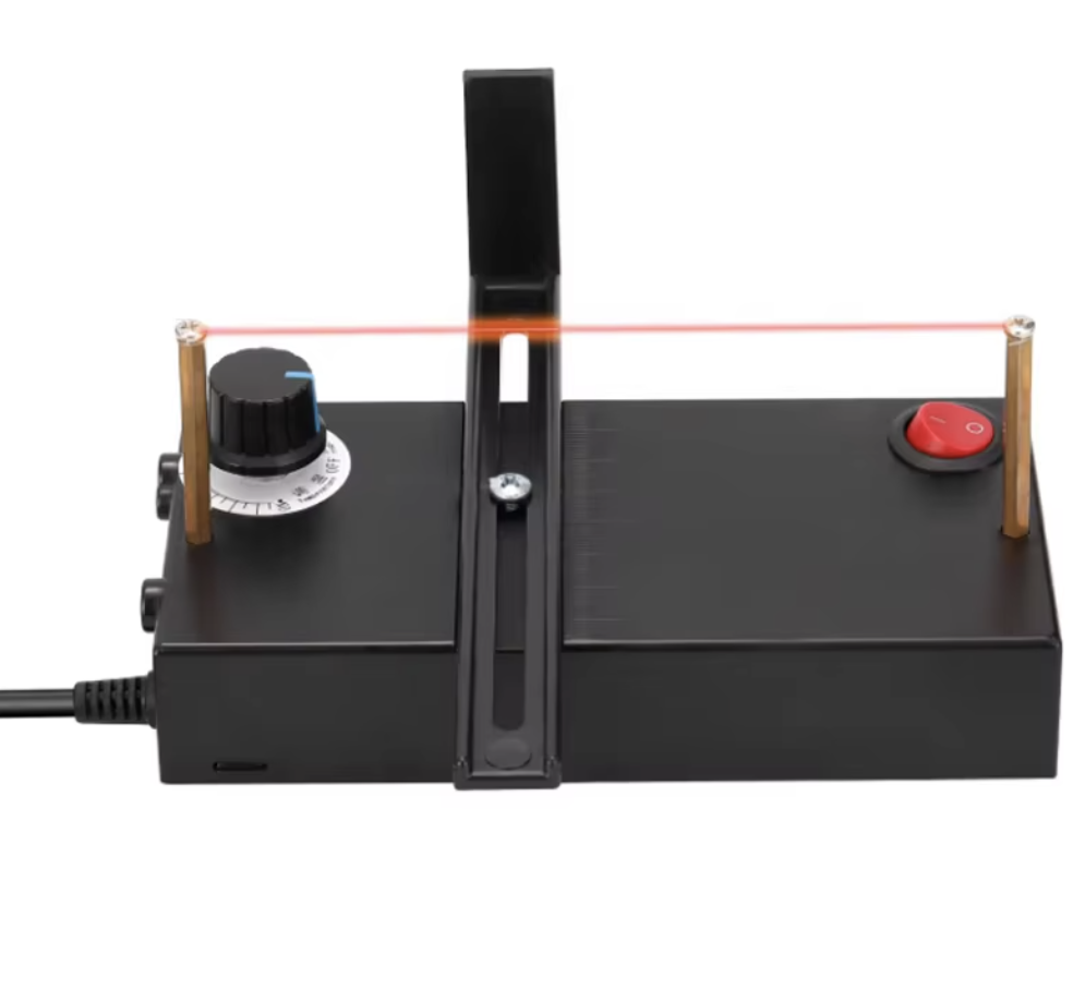 Cortador de cintas caliente, ajustable de 100-600°C. Ideal para cortar cintas, encajes y bandas de nylon. Compacto, eficiente y seguro para uso en talleres.