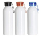 Botellas metálicas blancas sublimables de 750 ml con tapas negra, roja y azul