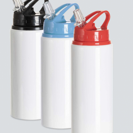 Botellas Sublimables Bancas Tapa color Rojo, Negro y celeste  600 ML para personalizar, crear estampados (Copia)
