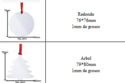 Adornos Navideños sublimables lamina de aluminio