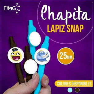 Chapita Lápiz Snap 25mm color celeste - bolsa de 50 unidades