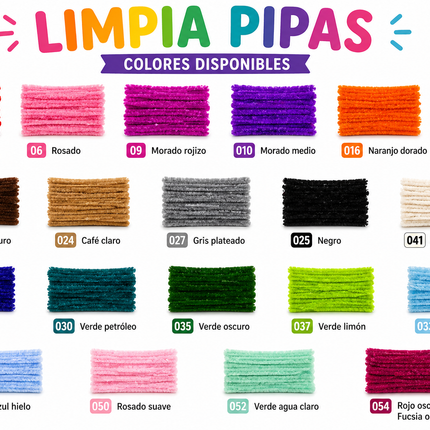 Limpia Pipas para Manualidades y Emprendimiento | Colores Seleccionados para Personalizar