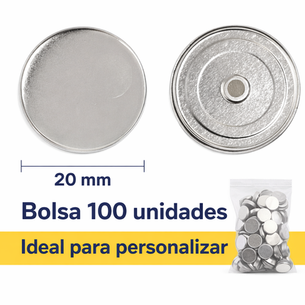 Chapitas magnéticas 20 mm | Bolsa 100 unidades