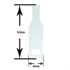Destapador metálico largo con forma de botella y medidas