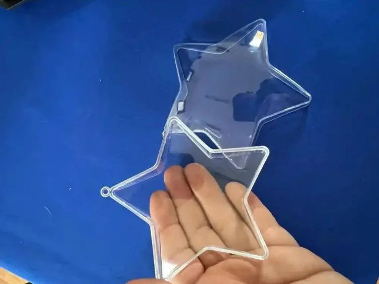 Esfera acrílica autoarmable 10 cm modelo estrella decoración 5 unidades