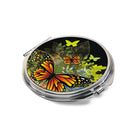 Espejo compacto redondo personalizado con mariposas y flores