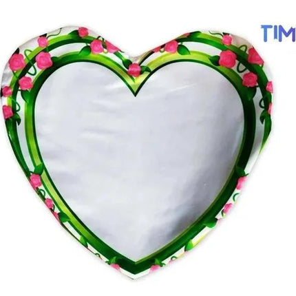 Funda de almohada de Corazón imprimible de ambos lados con borde color verde y rosas - BZ-028-3