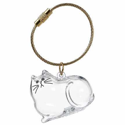 Llavero transparente en forma de gatito con cápsula para recuerdos
