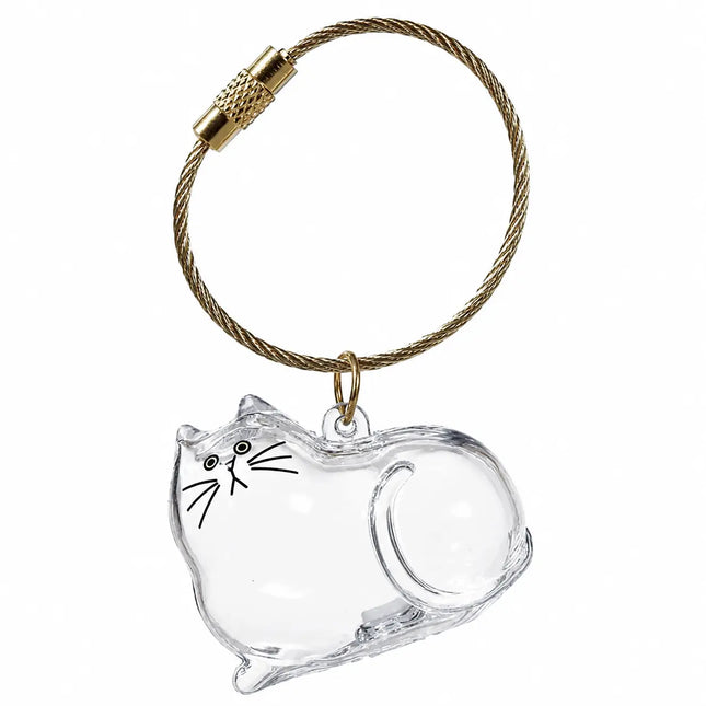 Llavero transparente en forma de gatito con cápsula para recuerdos
