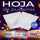 Hoja imprimible con diez pulseras Tyvek de 25 mm