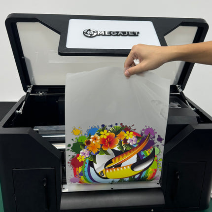 Impresora DTF A3 con Cabezal XP600:Diseña textiles de alta calidad, imprime hasta 1.2 m²/h. Incluye horno y software Riin RIP. Ideal para prendas y merchandising.