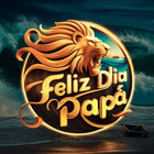 Diseño para Día del Padre con león y texto Feliz Día Papá