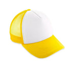 Jockey sublimable de malla amarillo y blanco, vista frontal