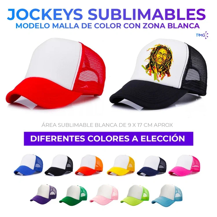 Jockey sublimable modelo malla color negro talla estándar
