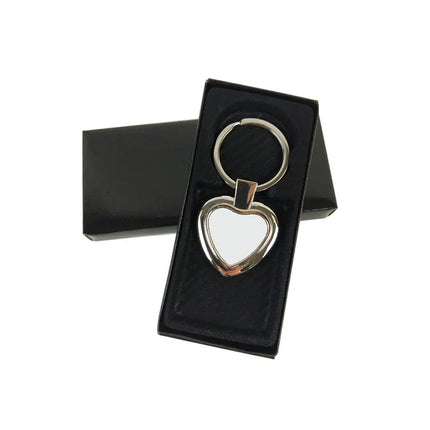 Llavero metálico sublimable modelo corazón borde grueso incluye caja