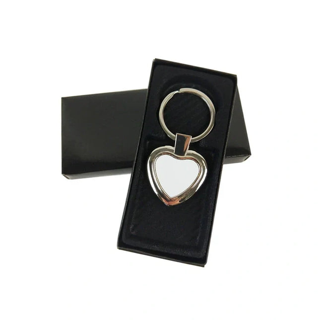 Llavero metálico sublimable modelo corazón borde grueso incluye caja