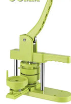 Prensa manual verde para fabricar chapitas con molde circular