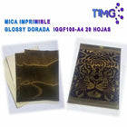 Mica imprimible glossy dorada A4 junto a lámina personalizada