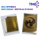 Mica imprimible mate dorada A4 junto a diseño de fénix