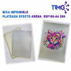 Mica imprimible plateada efecto arena A4 junto a diseño de gato