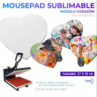 Mousepad sublimable en forma de corazón con ejemplos personalizados