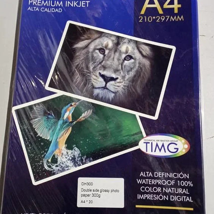 Papel foto p doble cara brillante 300gr ppdh300-a4 20h