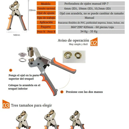 Perforadora de ojales manual HP-7