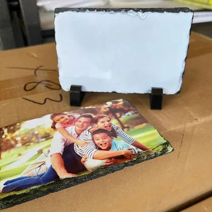 Roca sublimable rectangular 15 x 20cm incluye atriles y caja modelo SH03