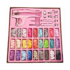 Estuche rosado con alicate de presión, matrices y broches de colores