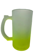Shopero de vidrio satinado de 16 oz con degradado verde en la base