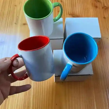 Tazones asa e interior de color 11oz - incluyen caja individual - diferentes colores