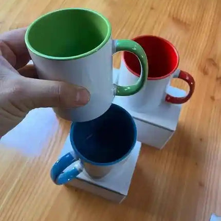 Tazones asa e interior de color 11oz - incluyen caja individual - diferentes colores