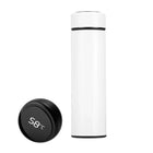 Termo blanco de 500 ml junto a tapa negra con pantalla de temperatura