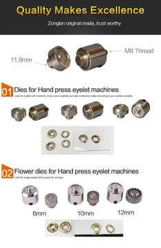 Troqueles para máquina de ojales manual serie HP