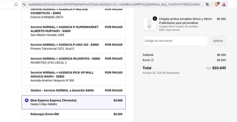 Envio blue express pagado domicilio