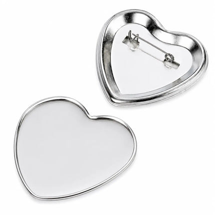 Chapita espejo en forma de corazón con broche posterior