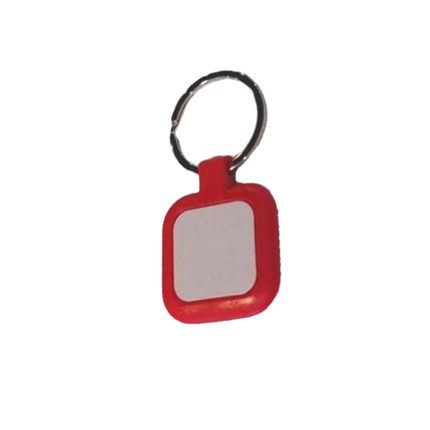 Llavero plástico cuadrado rojo con placa blanca sublimable