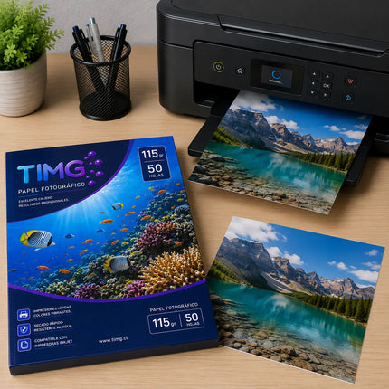 Impresora usando papel fotográfico TIMG A4 de 115 g