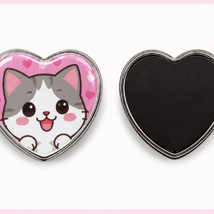 Chapita forma Corazon  Magnetica 54x58 mm Base Metálica + Lámina – Pack de 100 unidades