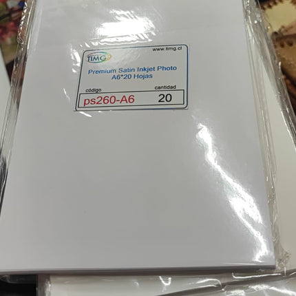 Papel fotografico premium satin A6-20 hojas