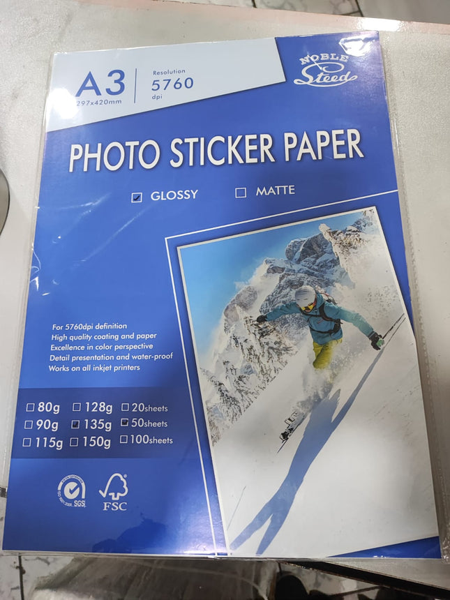 Papel adhesivo Fotografico brillante 135gr A3 50 hojas