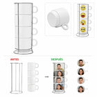 Set de cuatro tazones blancos de 6 onzas antes y después de personalizar